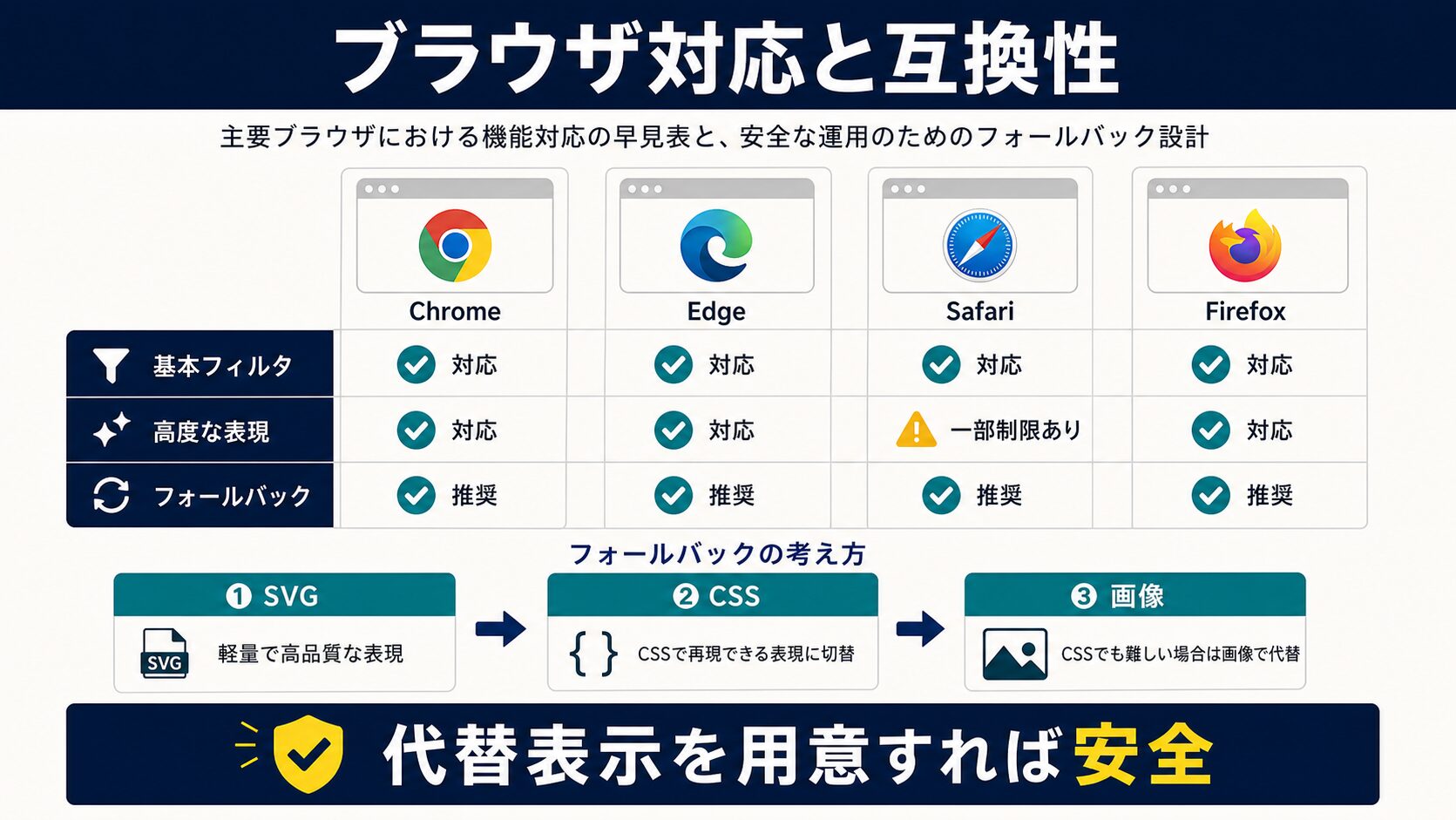 ブラウザ対応状況と互換性対策