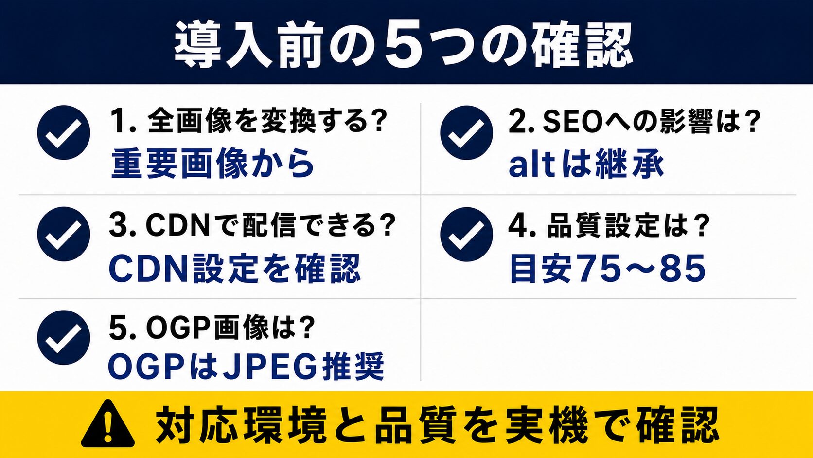 WebP/AVIF導入のよくある質問と注意点