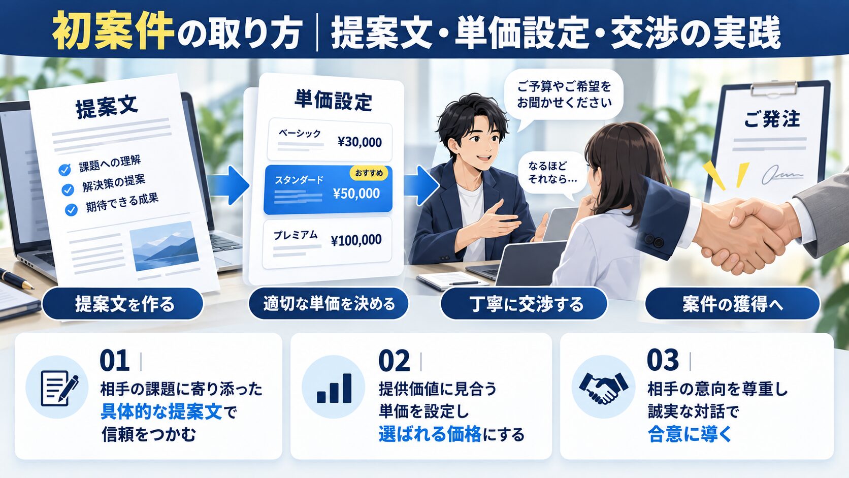 初案件の取り方｜提案文・単価設定・交渉の実践