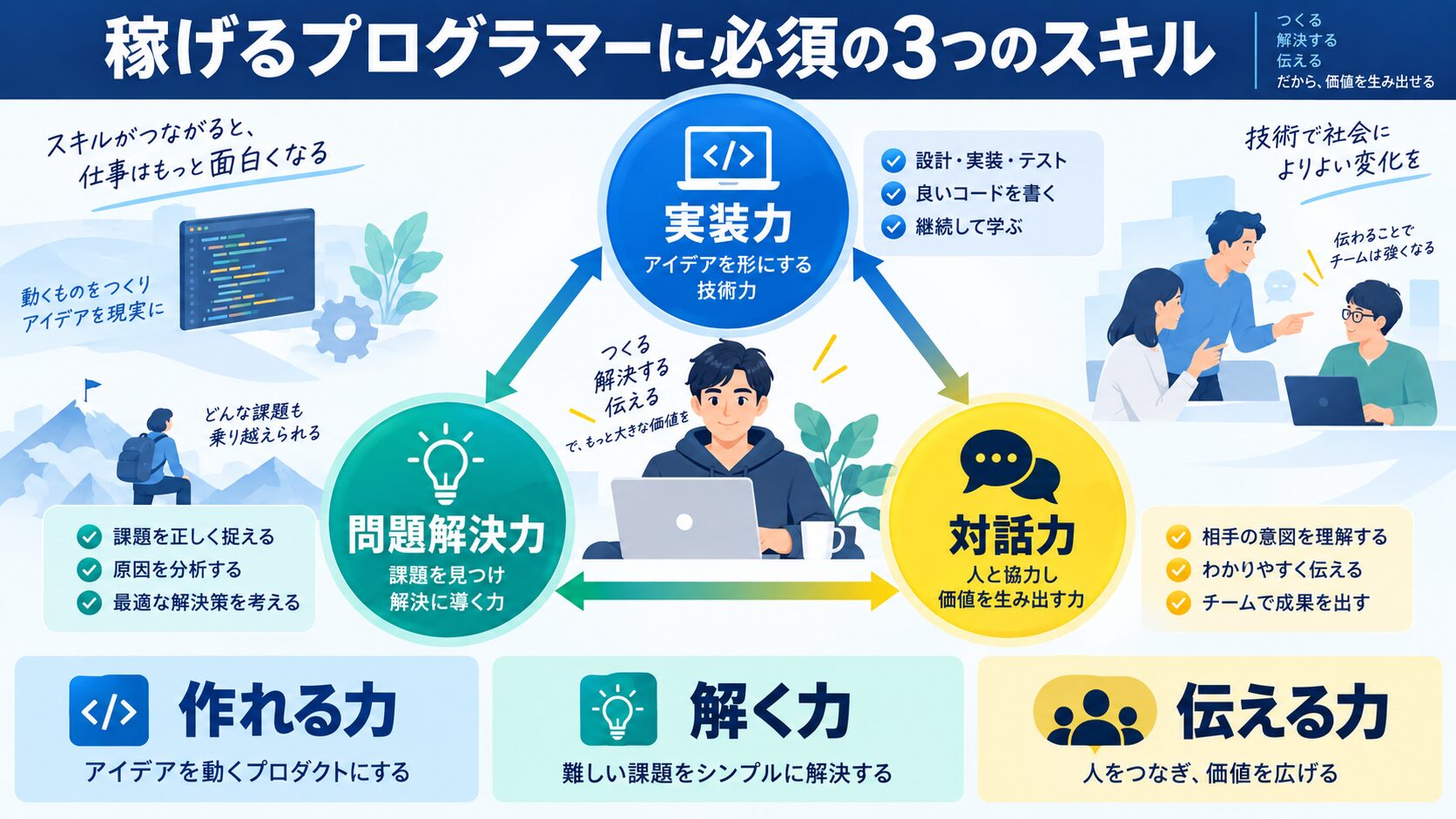 稼げるプログラマーに必須の3つのスキル