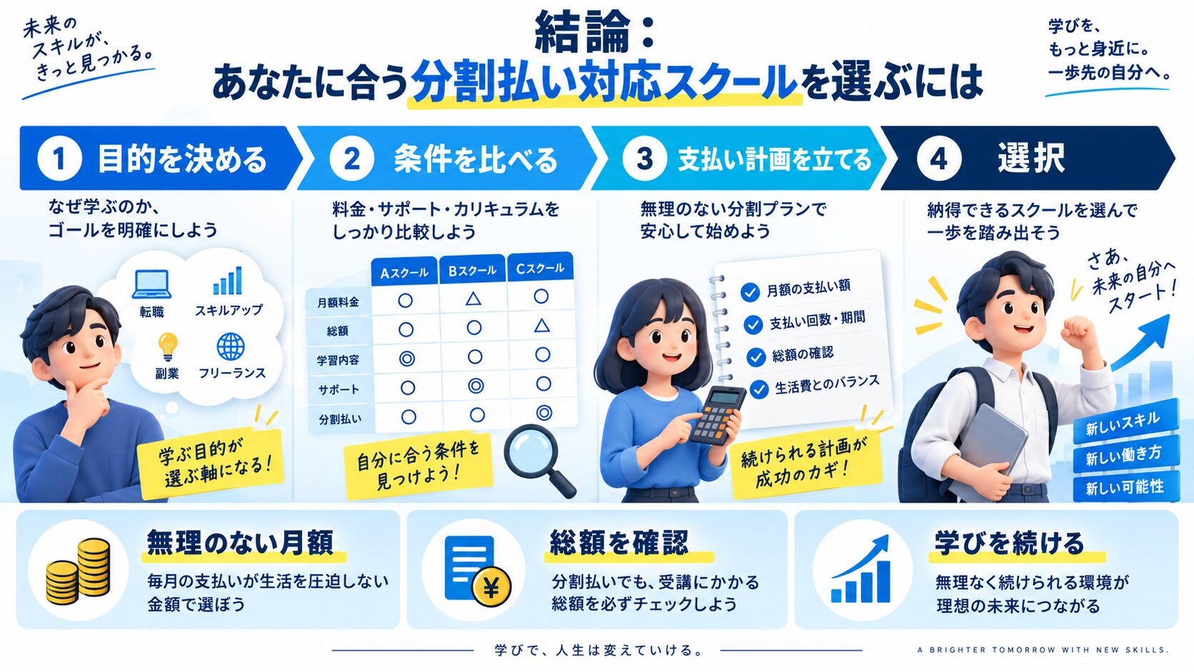 結論：あなたに合う分割払い対応スクールを選ぶには