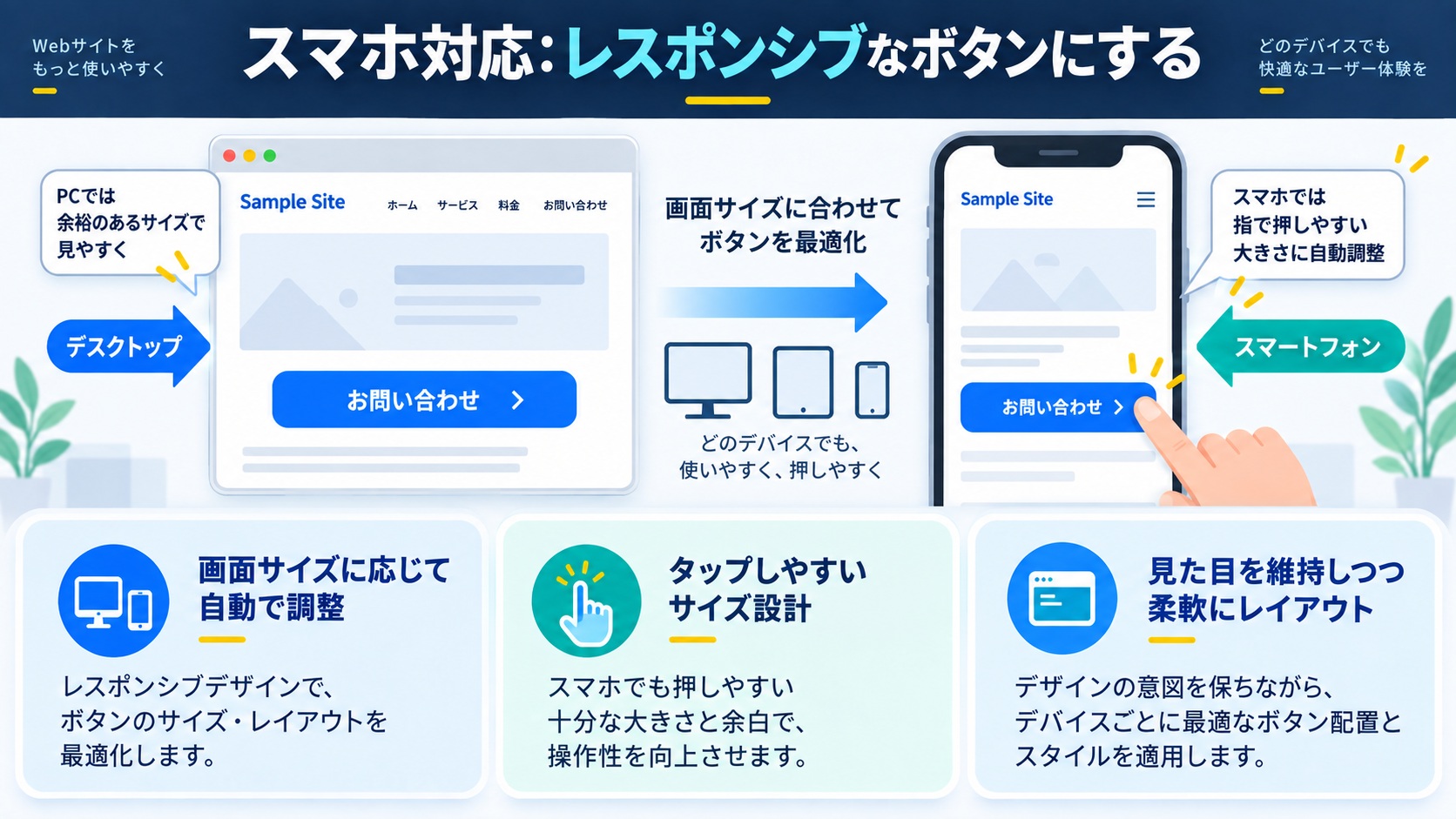 スマホ対応:レスポンシブなボタンにする