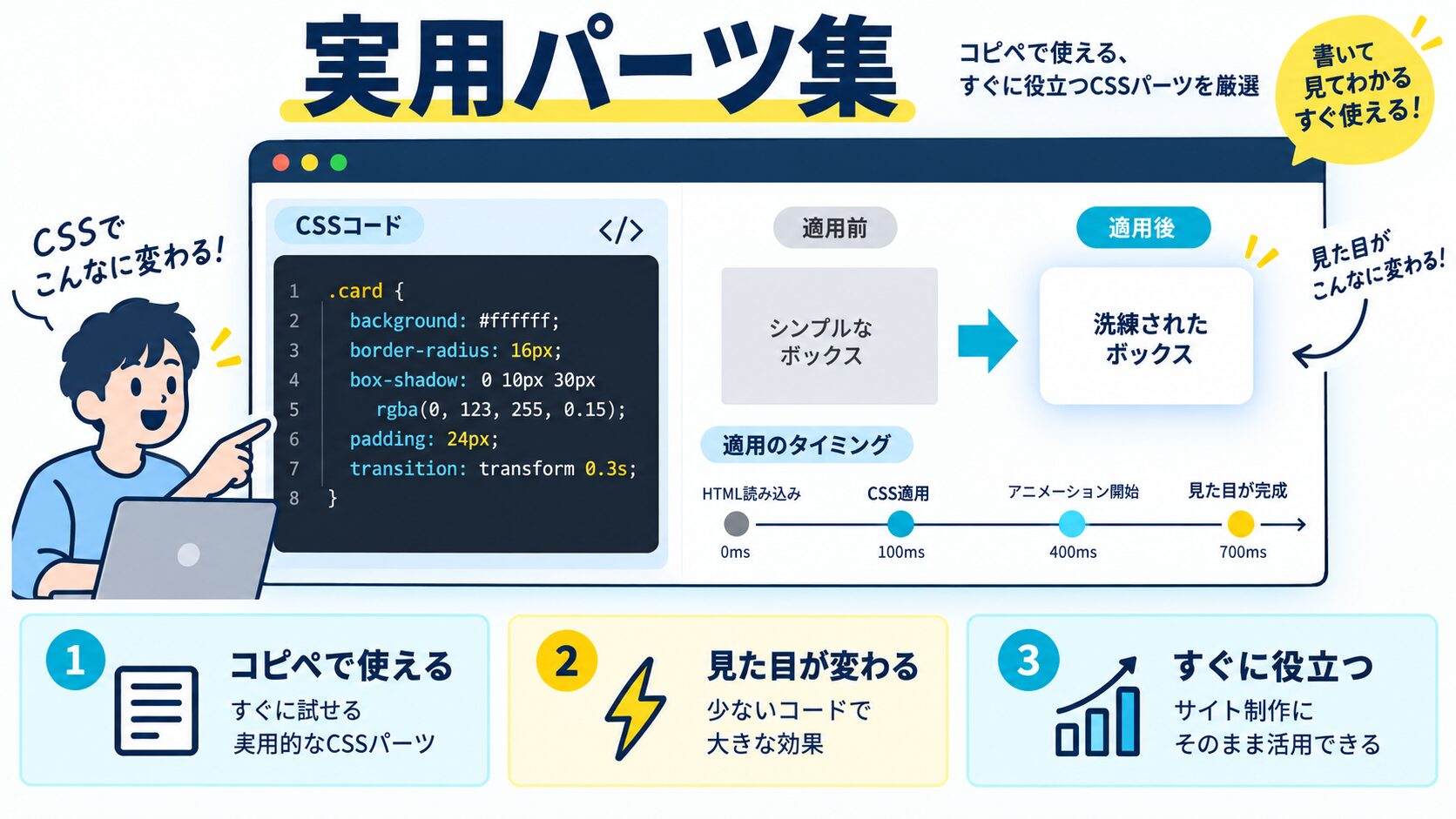 実用パーツ集|コピペで使えるtransitionコード