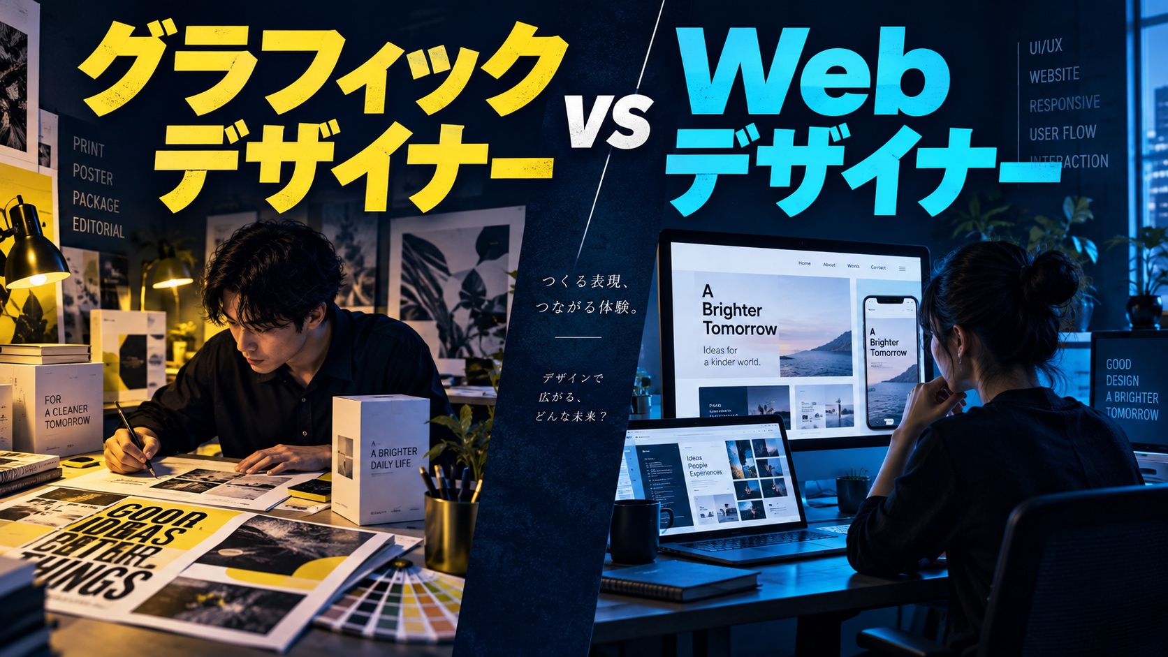 グラフィックデザイナー vs Webデザイナー|仕事内容と将来性【2026年版】