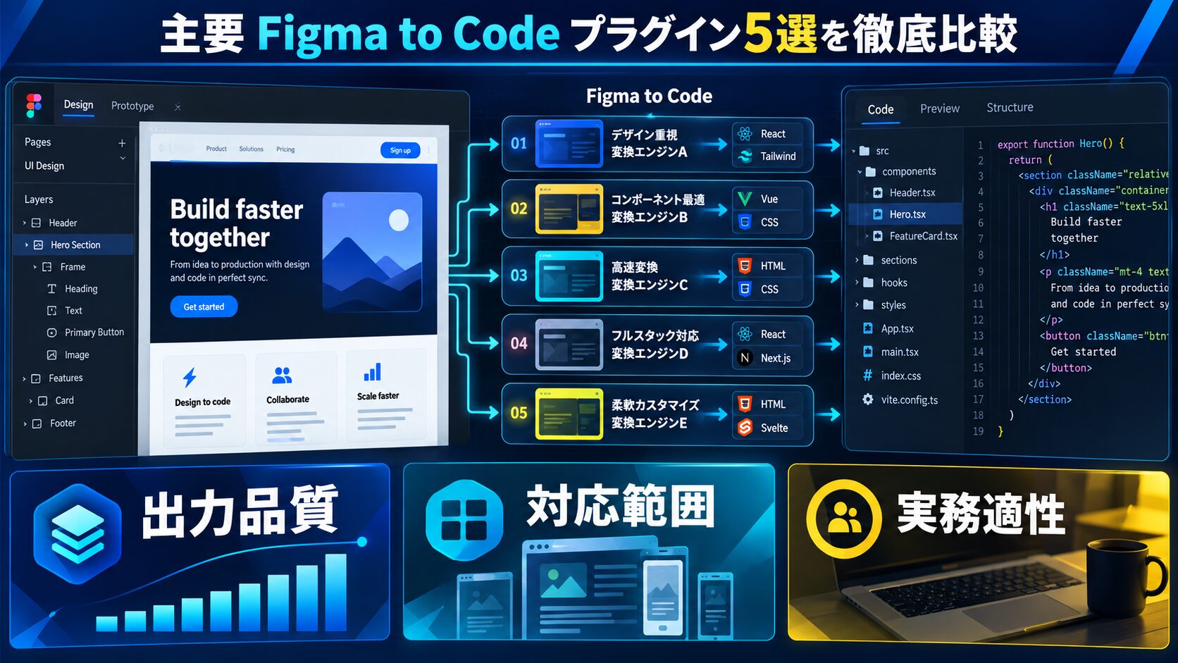 主要 Figma to Code プラグイン5選を徹底比較