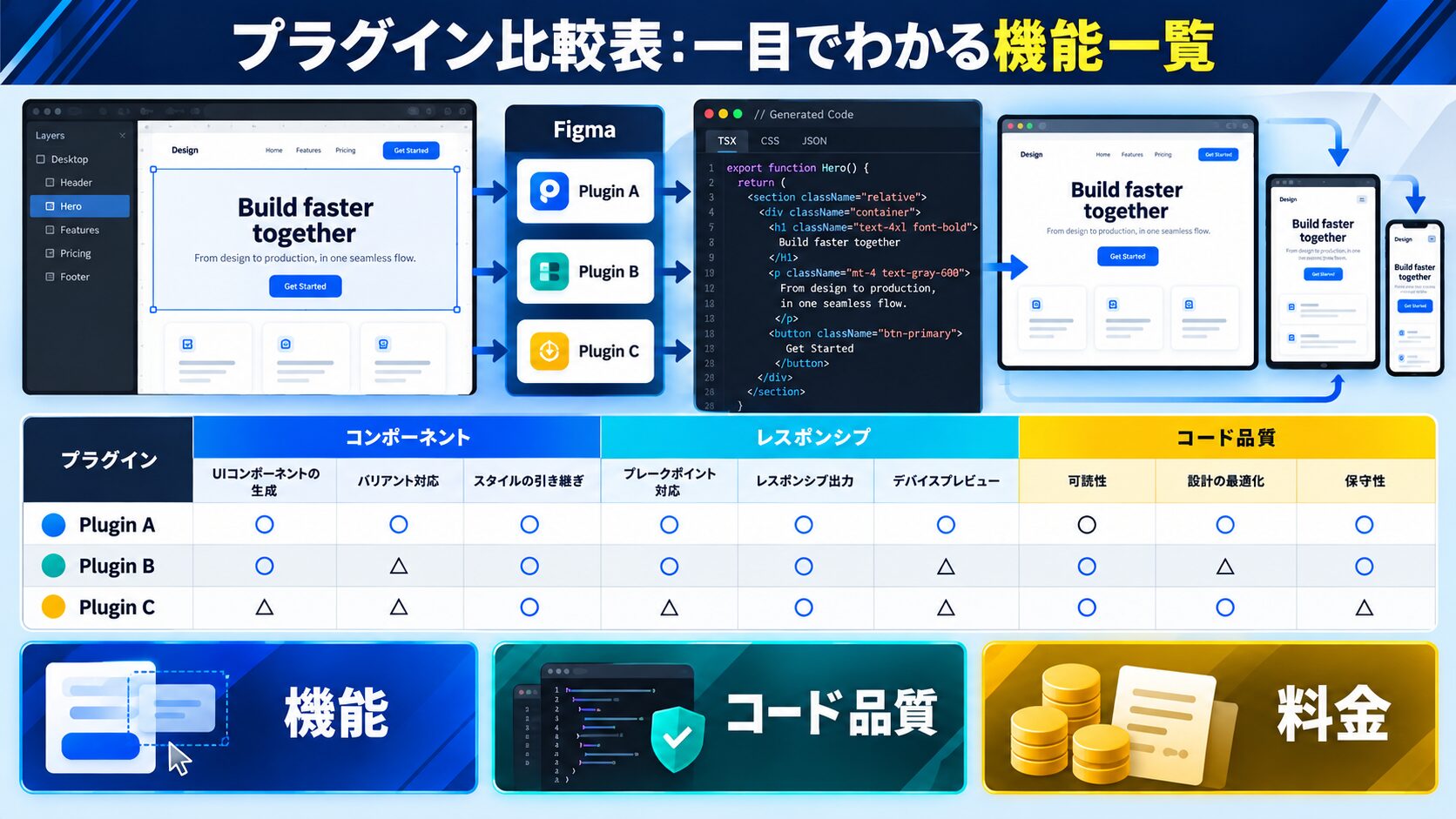 プラグイン比較表:一目でわかる機能一覧