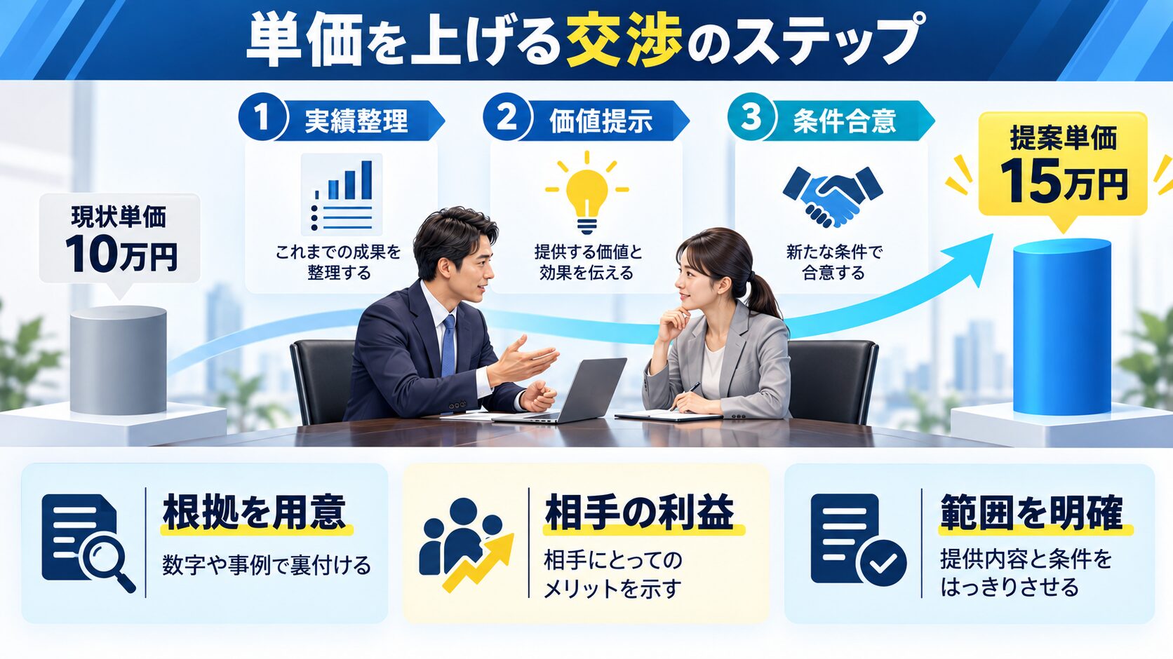 単価を上げる交渉術：具体的なステップと言い回し