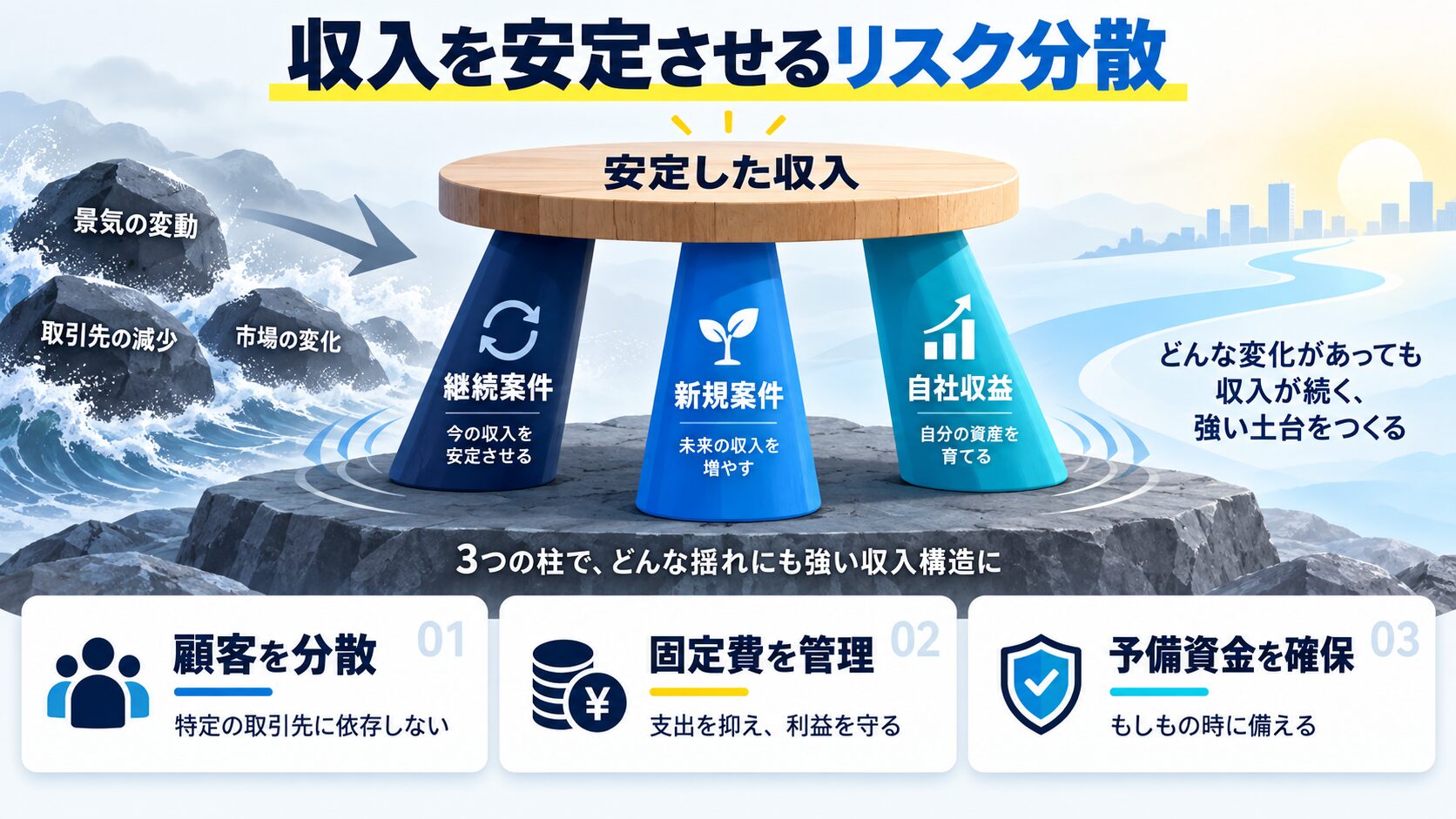 収入の安定化戦略：フリーランスリスクの下げ方