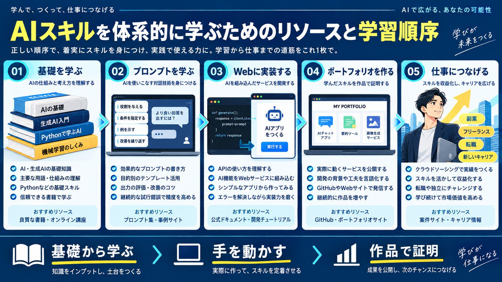 AIスキルを体系的に学ぶためのリソースと学習順序