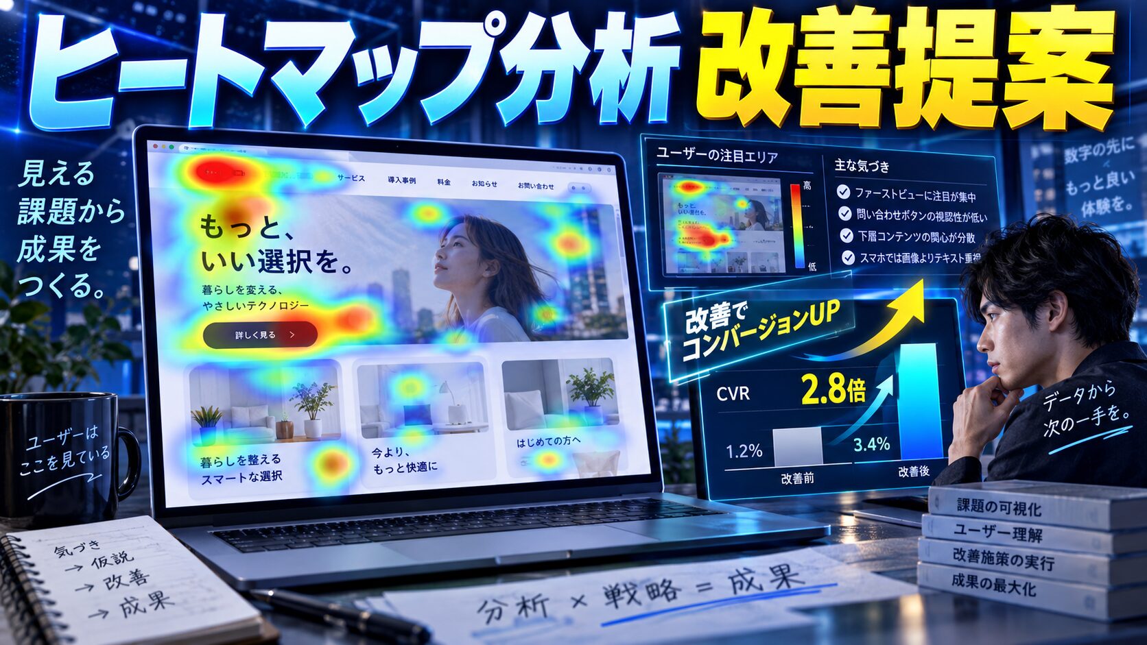 【Web制作者必見】ヒートマップ分析を活用した改善提案書の書き方|CVR向上につながる実践ガイド