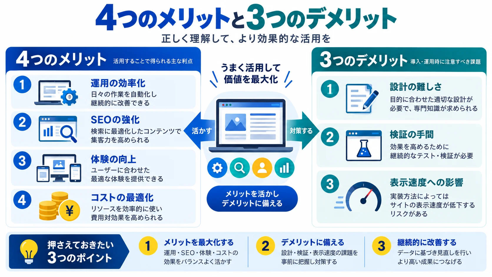 レスポンシブデザインの4つのメリットと3つのデメリット