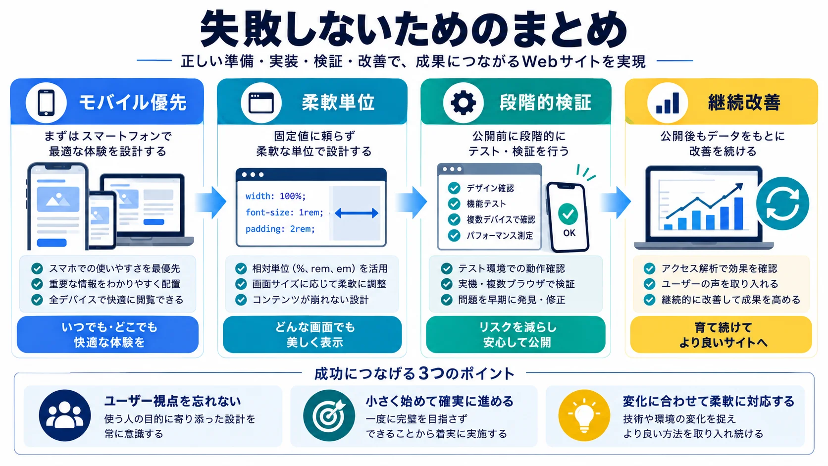 レスポンシブデザインで失敗しないためのまとめ