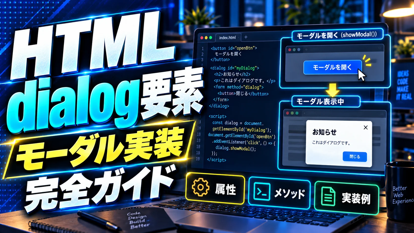HTML dialog要素｜モーダル実装完全ガイド