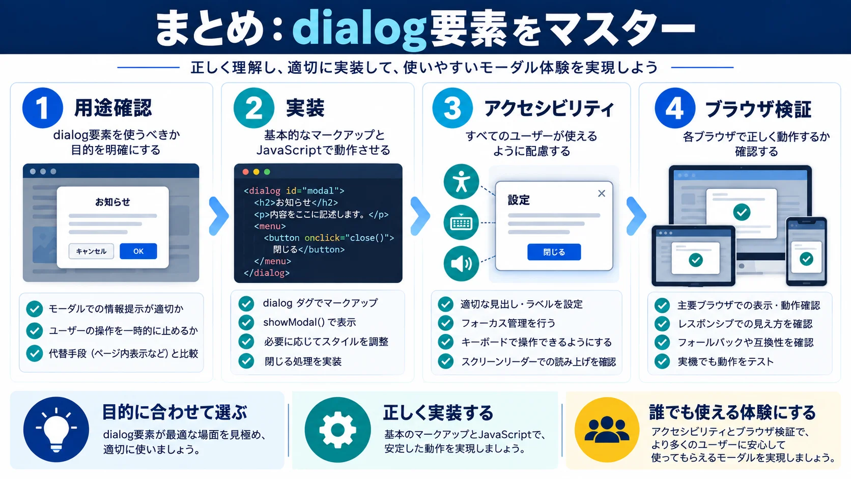 まとめ:dialog要素をマスターしよう