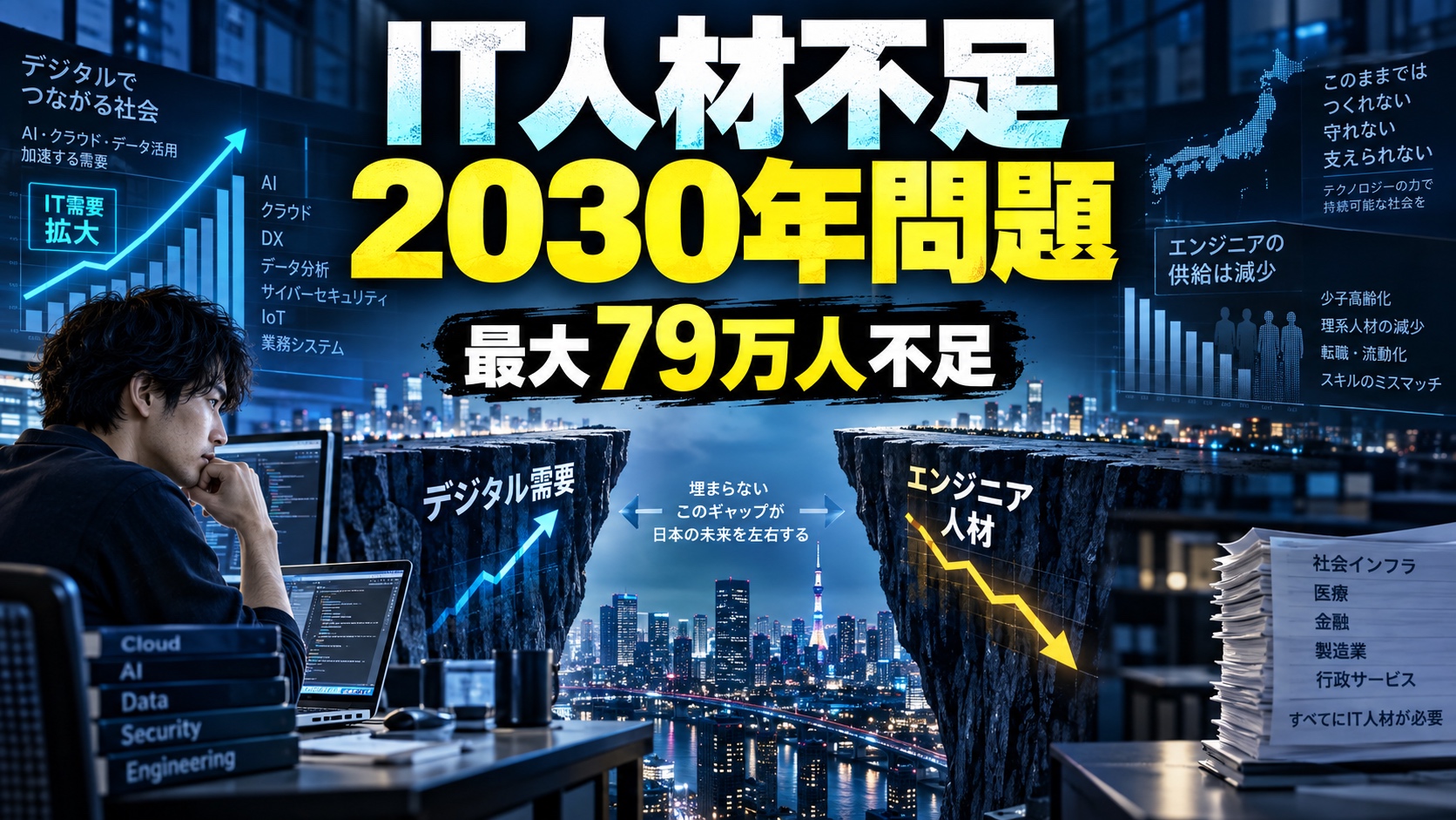 【2026年版】IT人材不足はどれくらい深刻？公的データで見る2030年問題とエンジニアの将来性