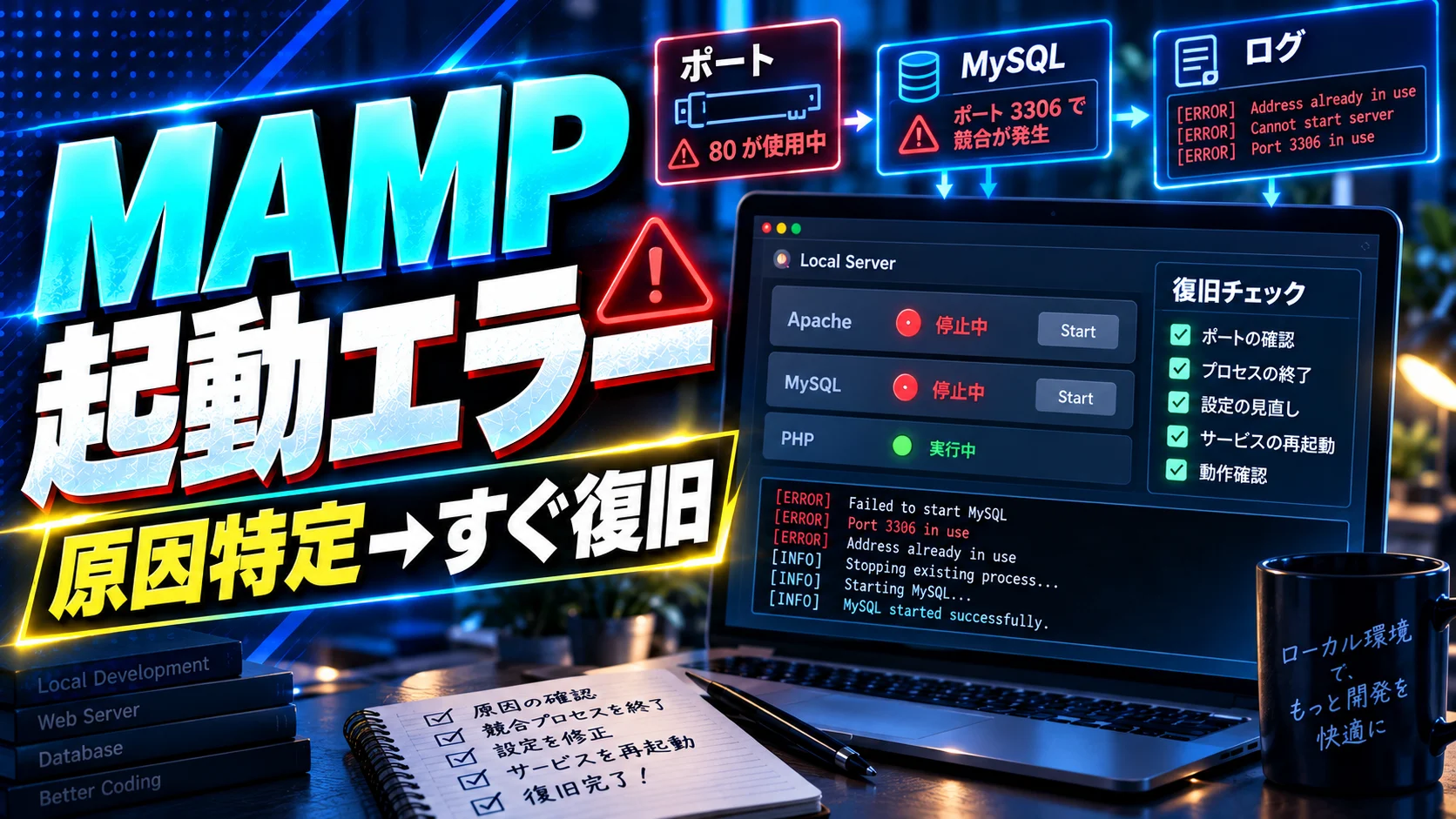 MAMP起動エラー｜原因特定と復旧