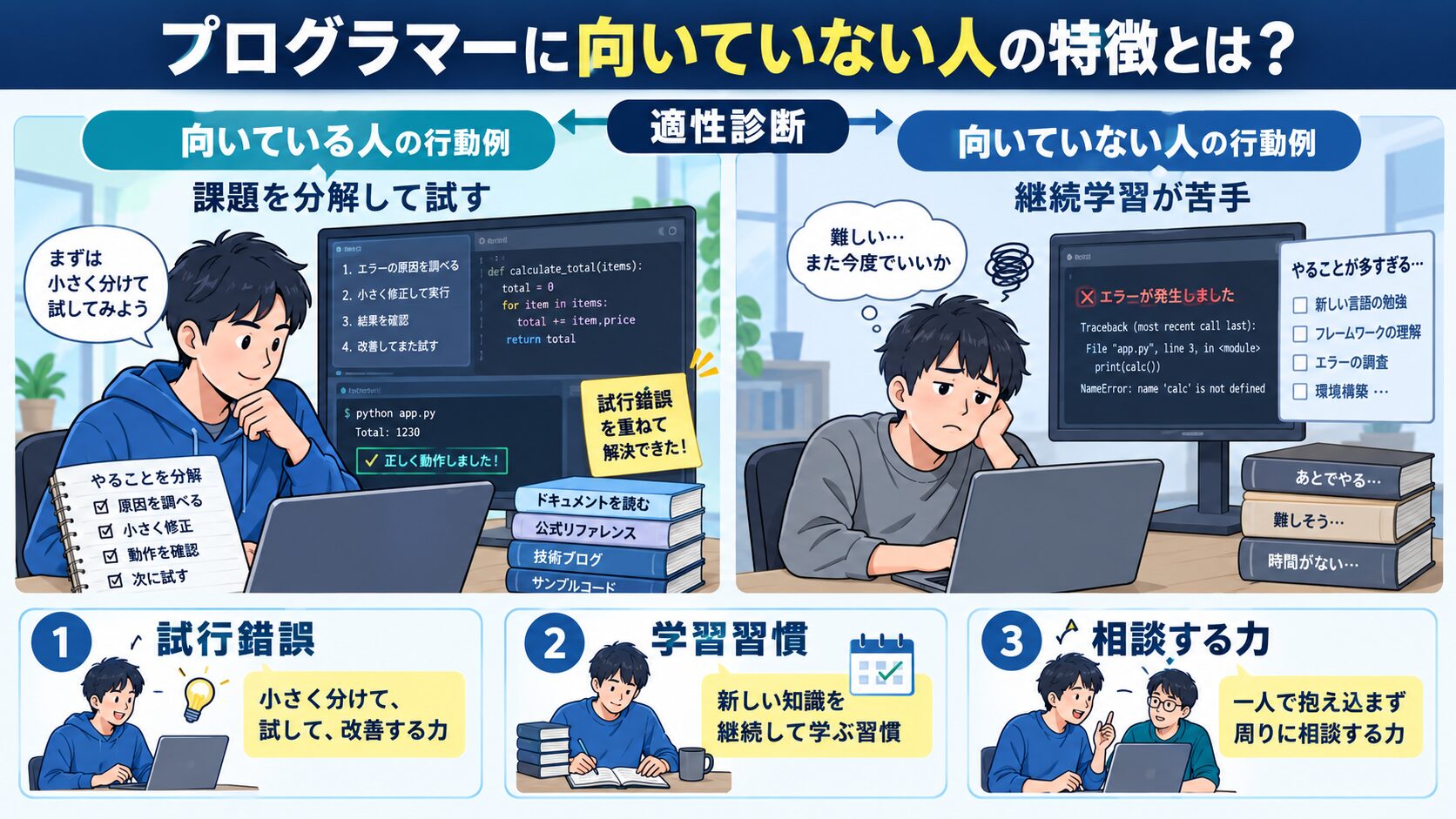 プログラマーに向いていない人の特徴とは?