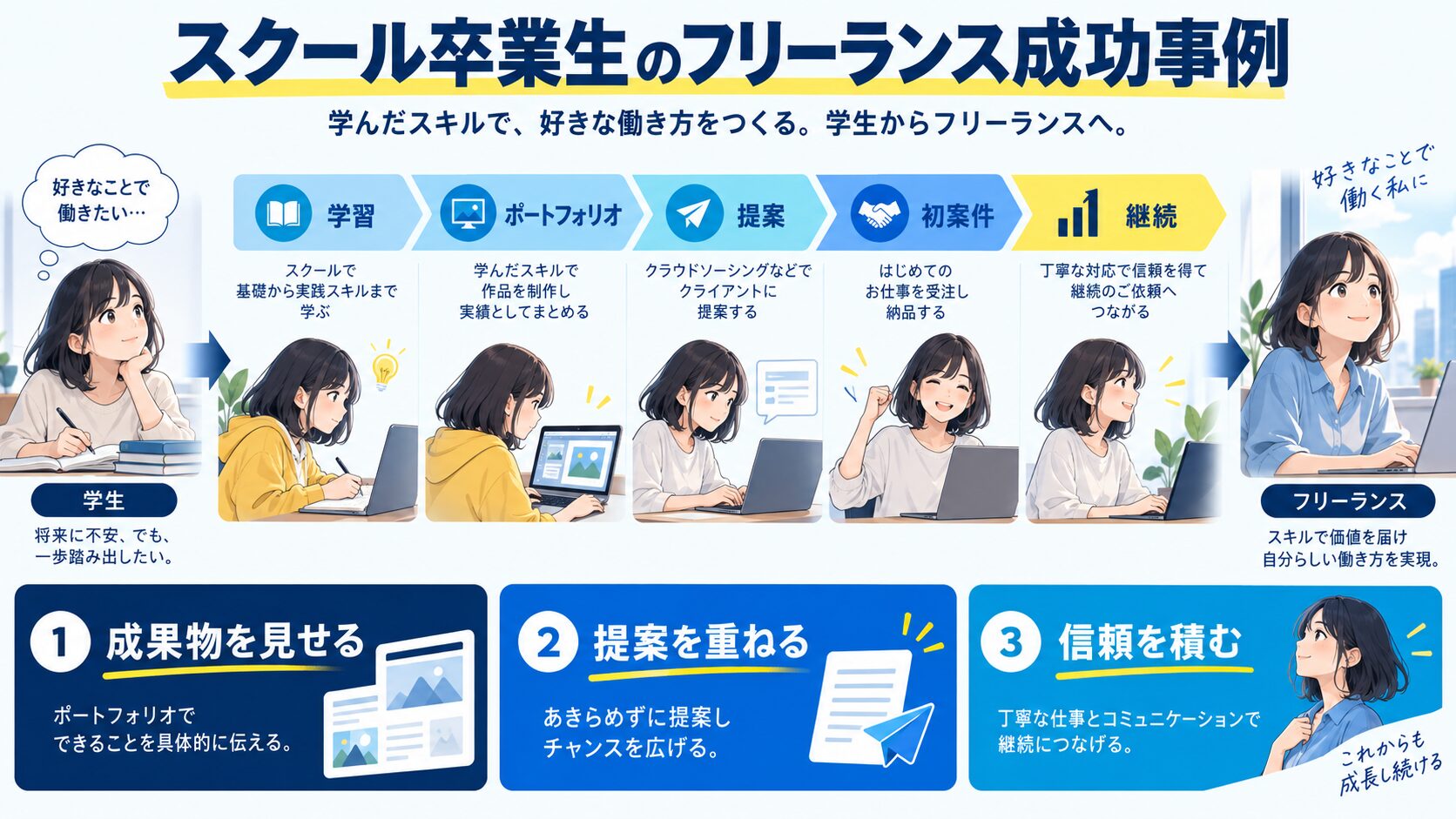 スクール卒業生のフリーランス成功事例
