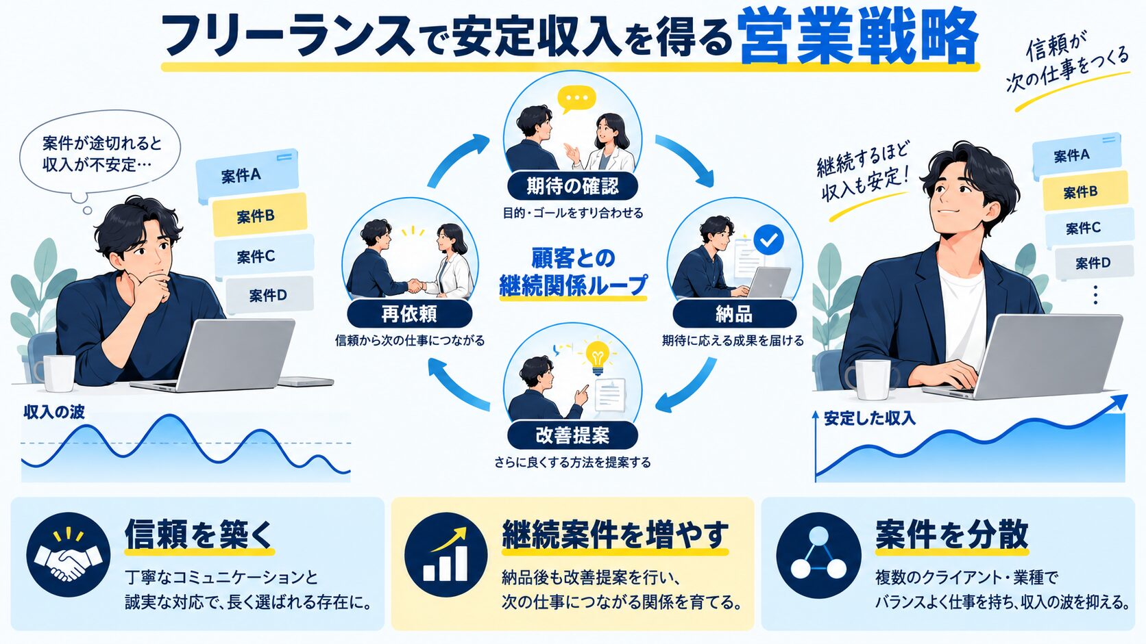 フリーランスで安定収入を得る営業戦略
