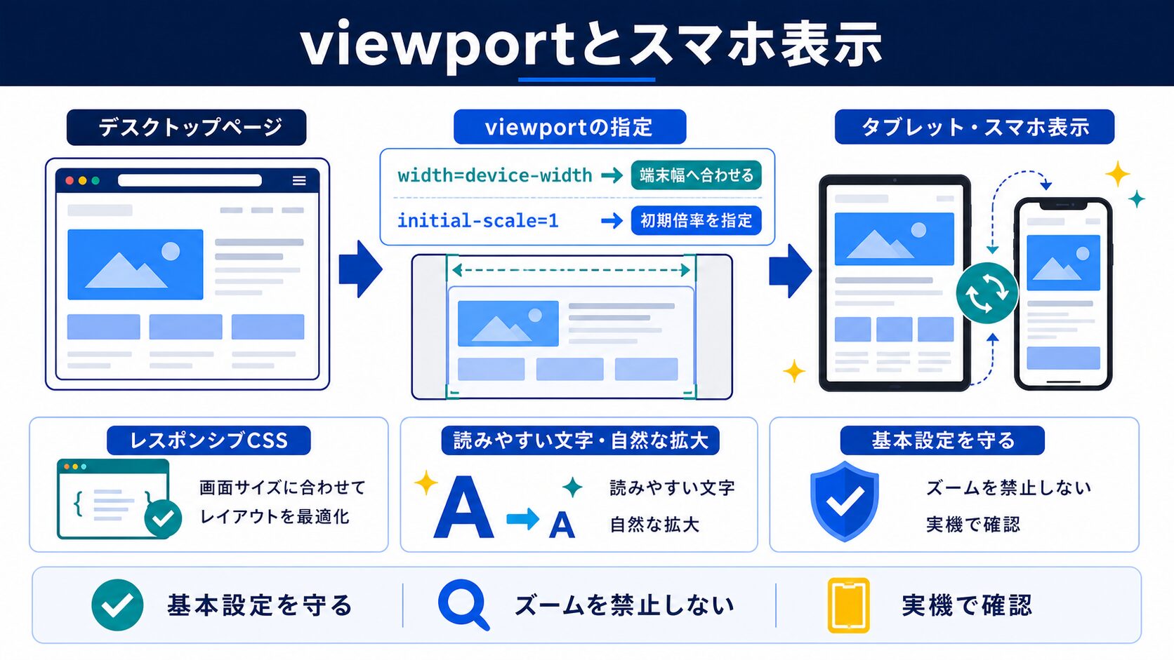 スマホ表示に必須のviewport