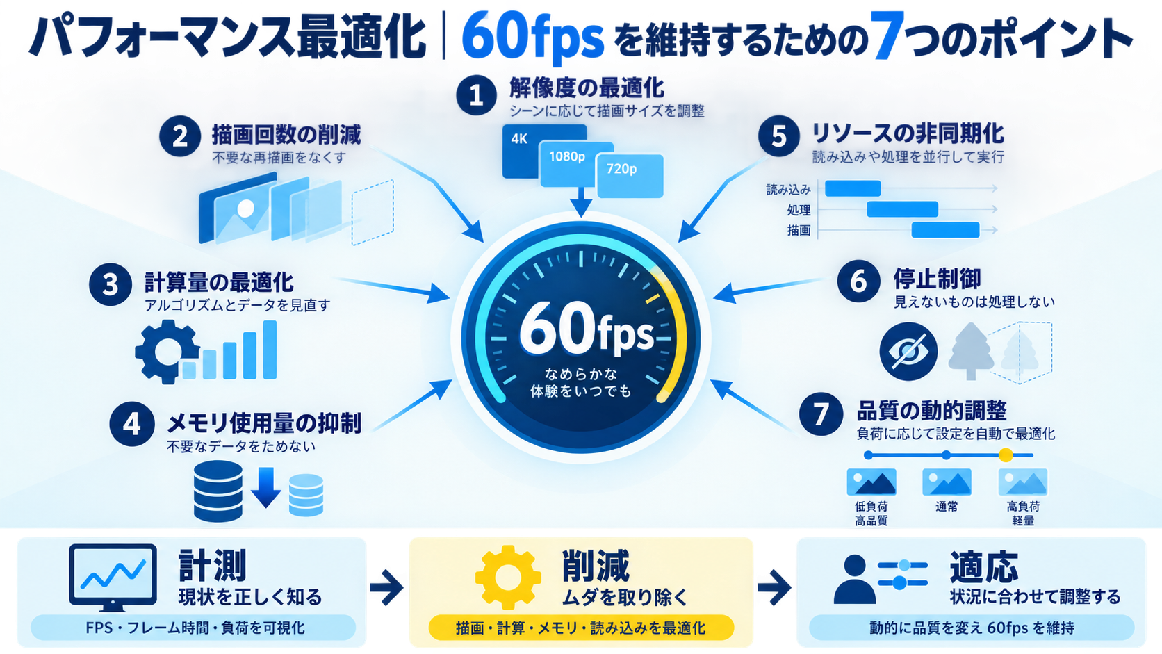 パフォーマンス最適化|60fps を維持するための7つのポイント