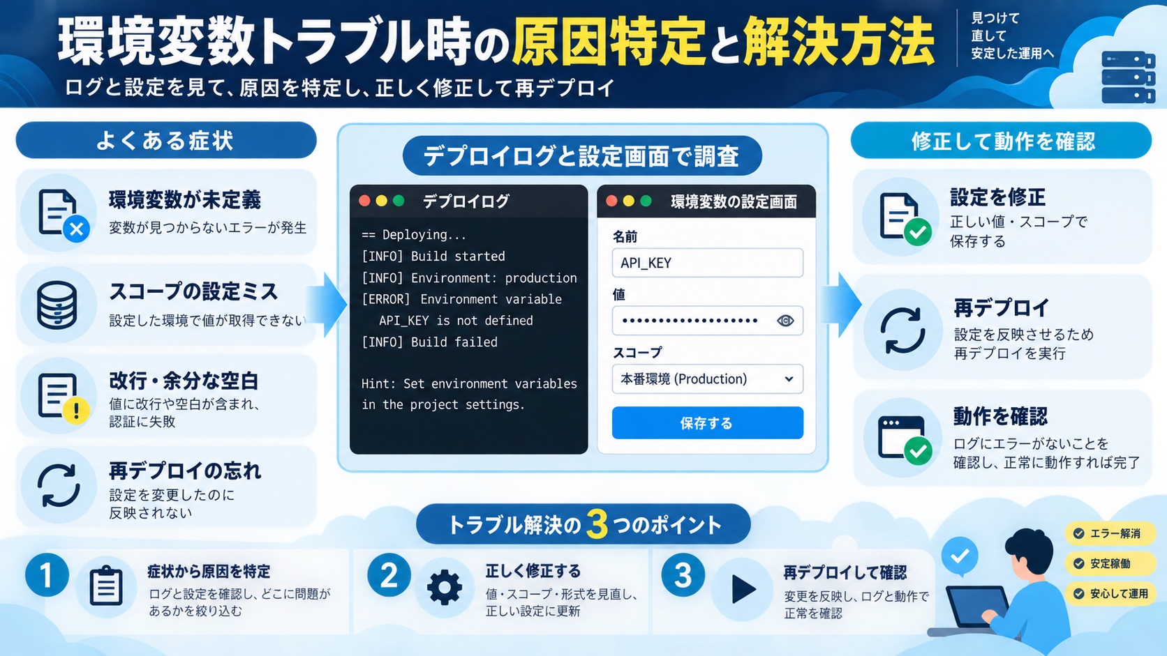 環境変数トラブル時の原因特定と解決方法
