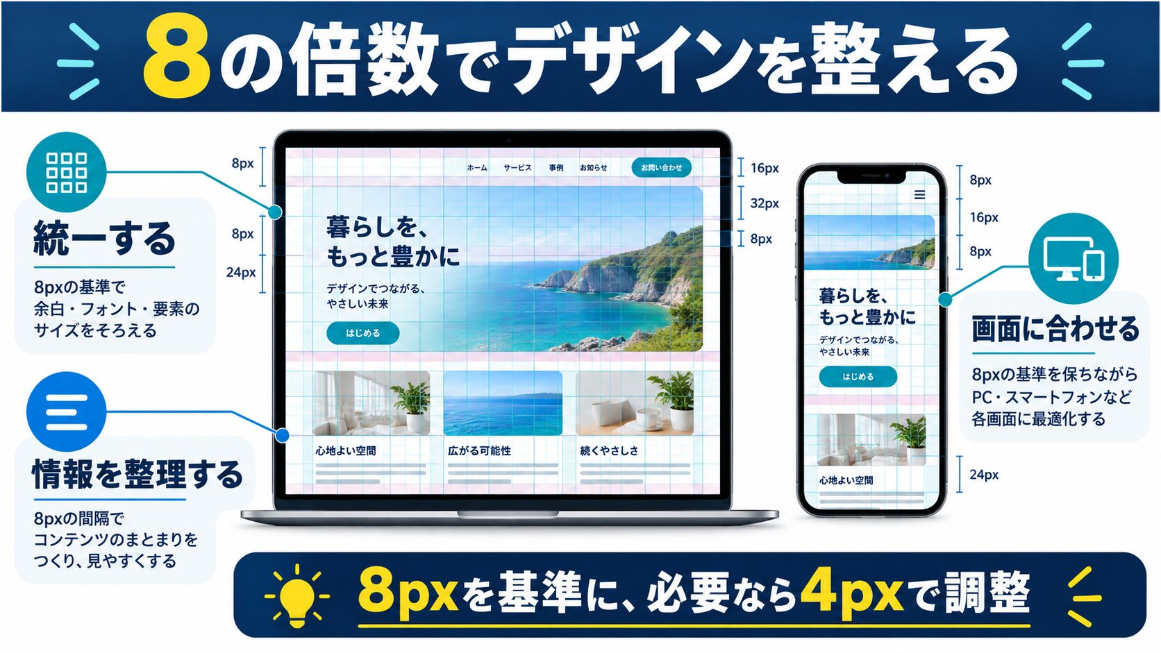 まとめ:8の倍数で統一感のあるWebデザインを実現