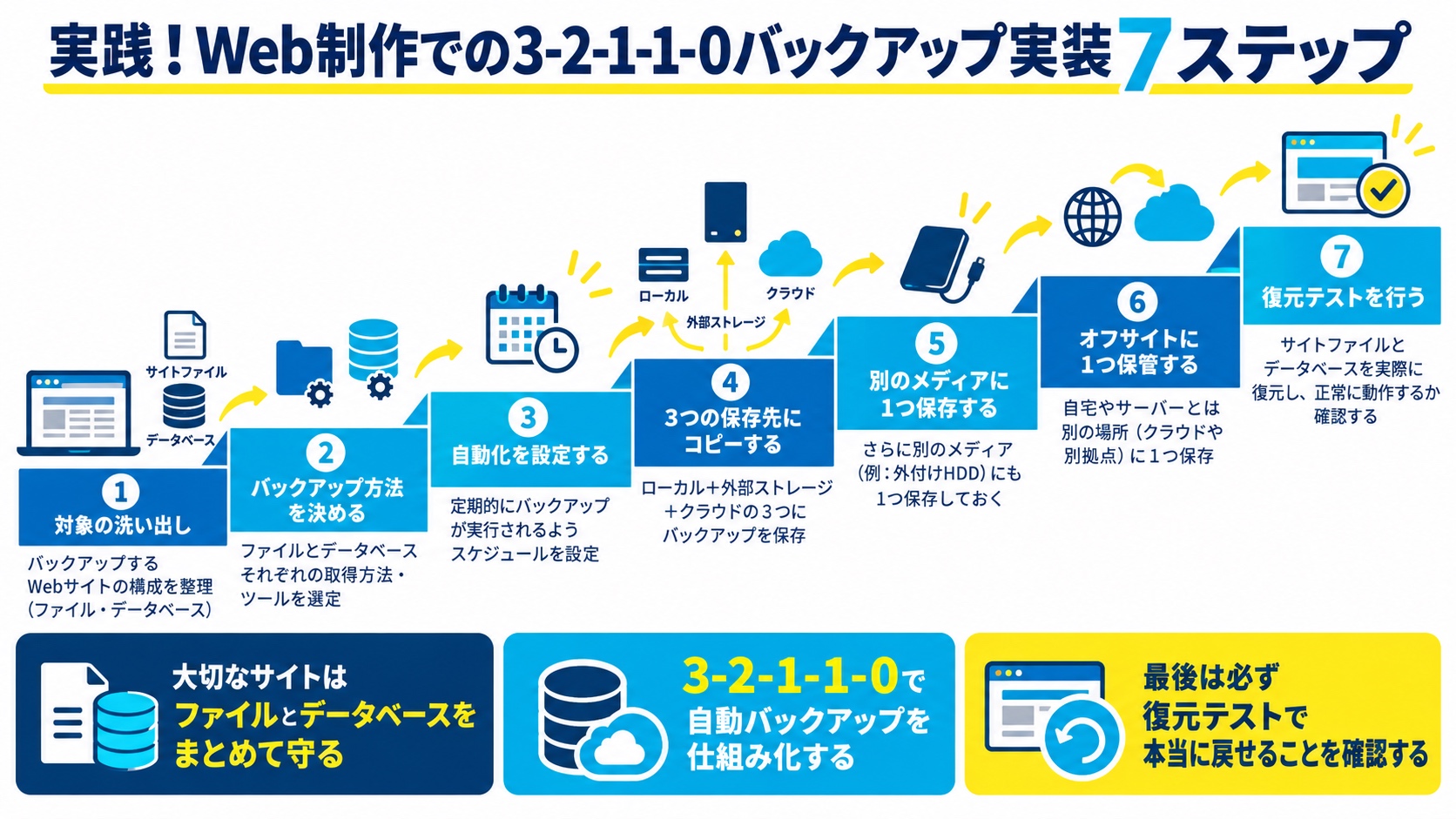 実践!Web制作での3-2-1-1-0バックアップ実装7ステップ