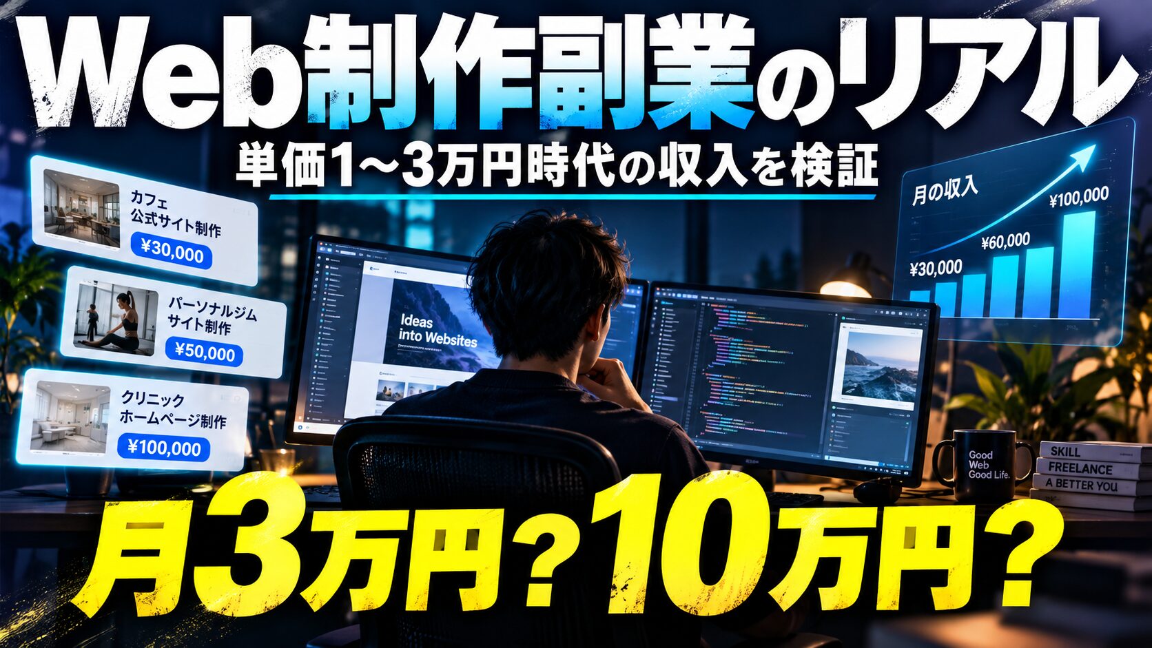 Web制作副業のリアル｜コーディング単価1〜3万円時代にいくら稼げるか徹底検証