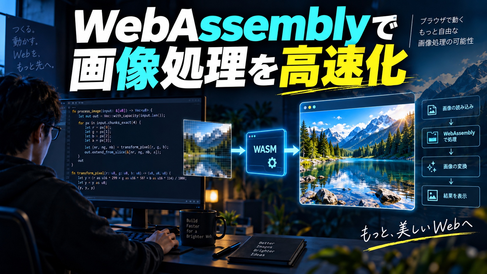 WebAssemblyで画像処理をフロントで高速化｜Rust・wasm-pack・JavaScript連携を解説
