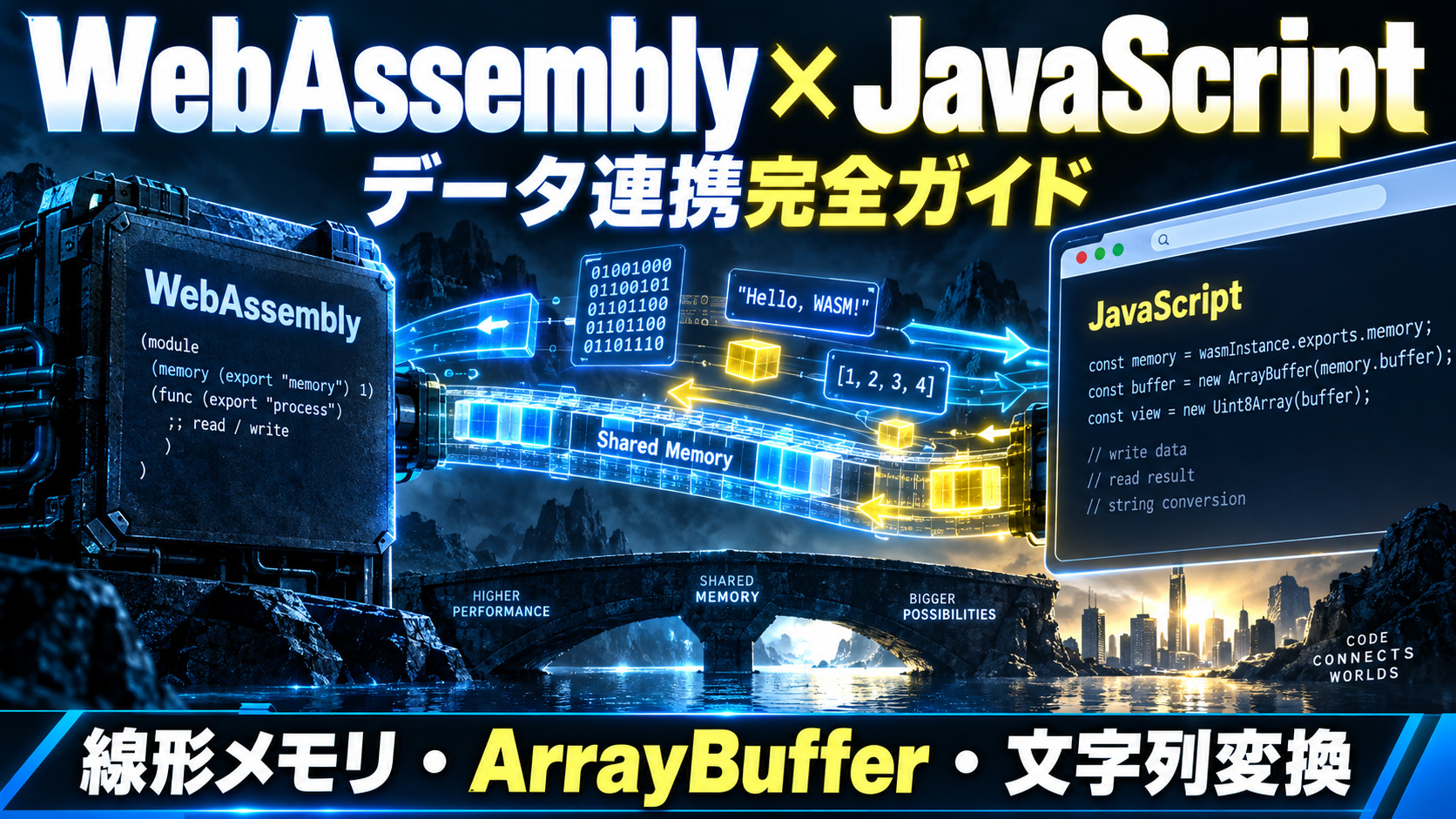 WebAssemblyとJavaScriptのデータ連携完全ガイド|線形メモリ・ArrayBuffer・文字列変換
