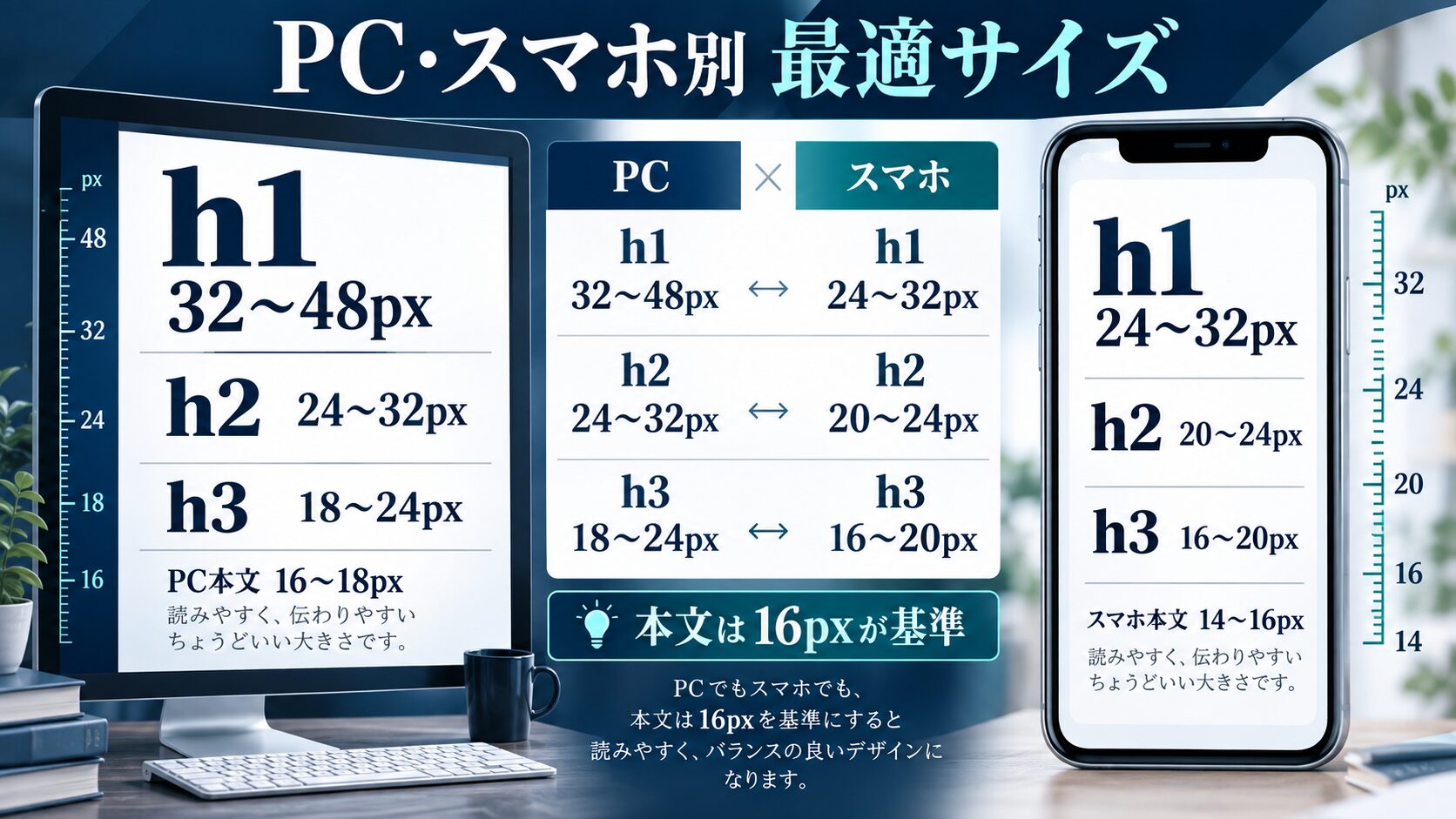 Webデザインのフォントサイズ|PC・スマホ別の最適な数値