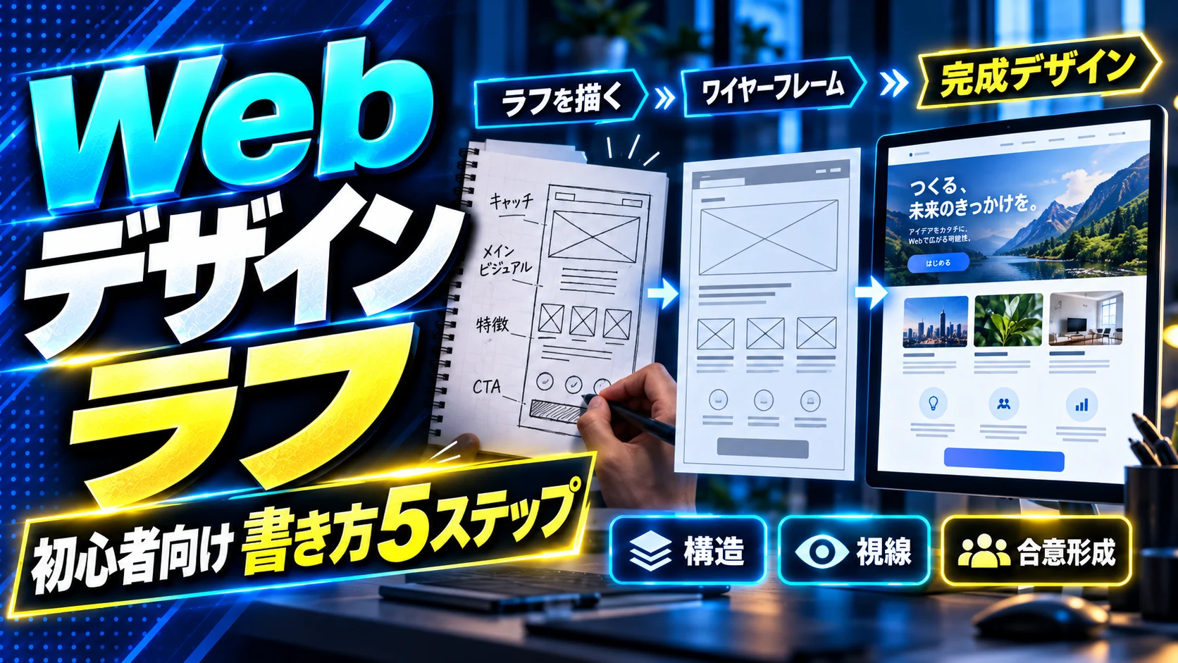 Webデザインのラフ|初心者向け書き方5ステップ