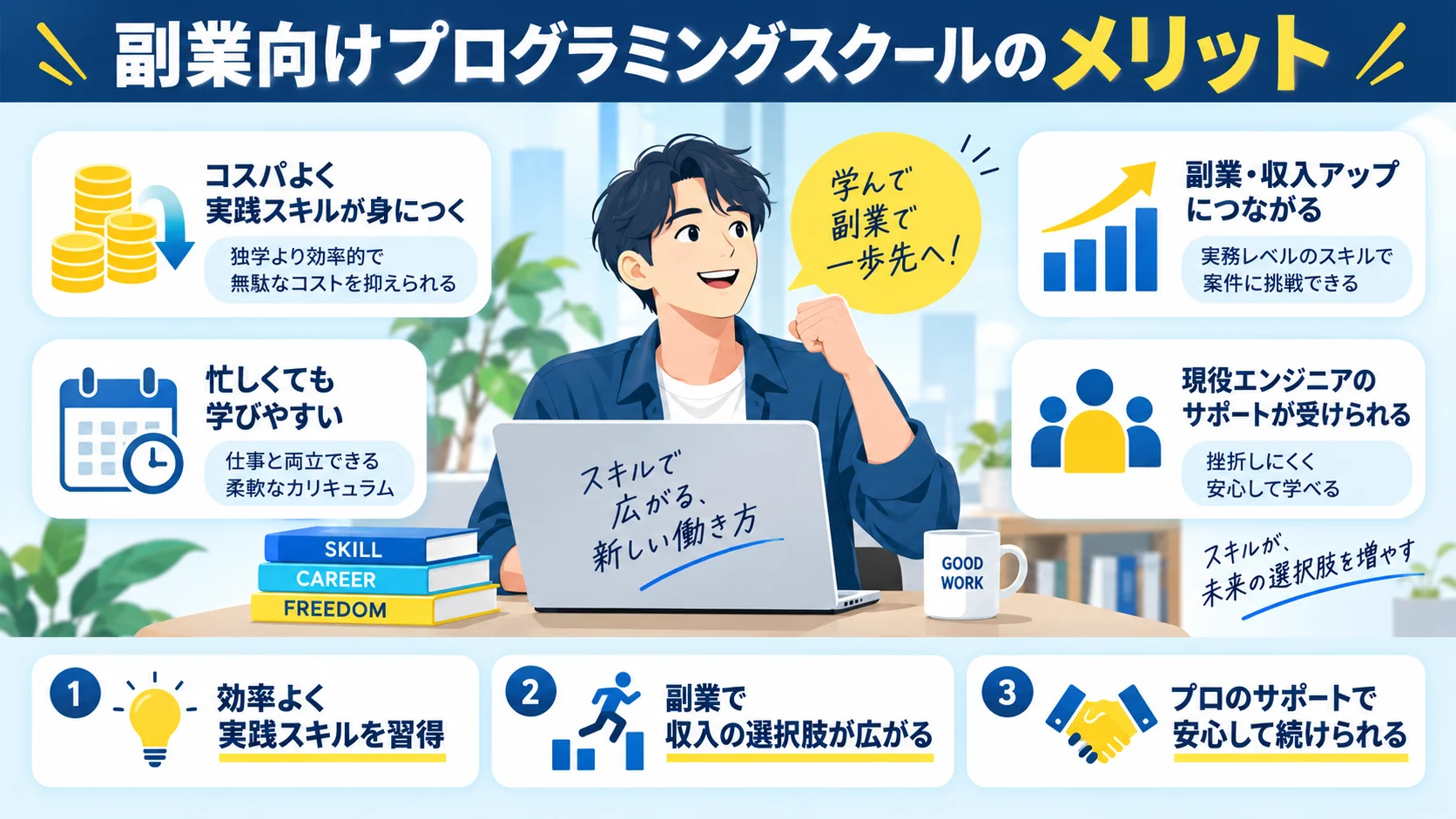 副業向けプログラミングスクールのメリット