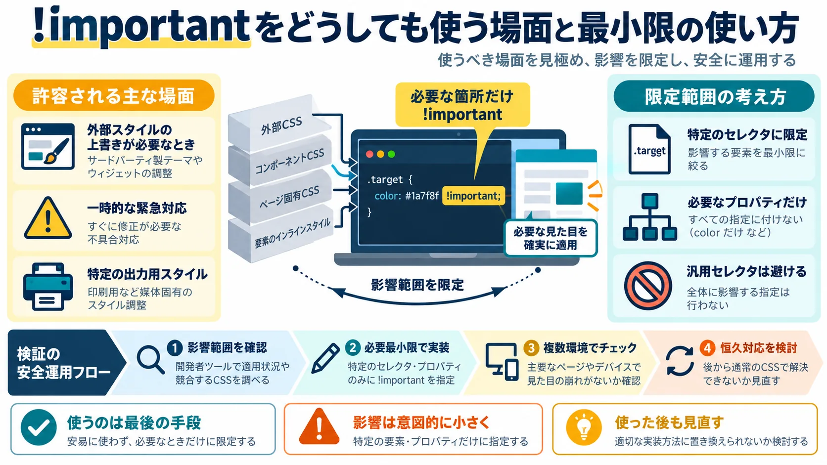 !importantをどうしても使う場面と最小限の使い方