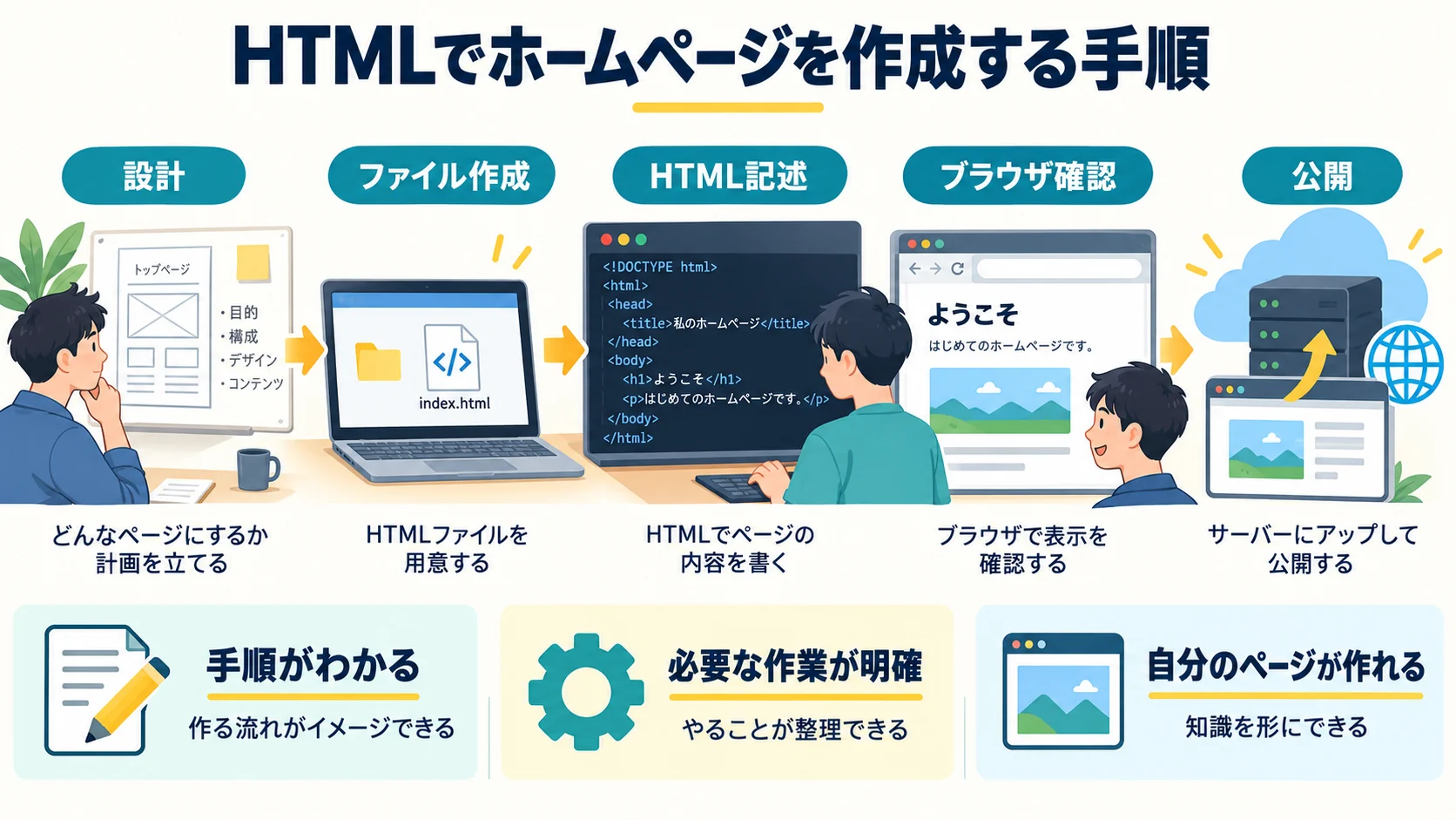 HTMLでホームページを作成する手順