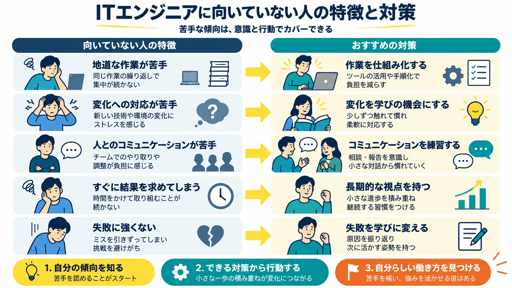ITエンジニアに向いていない人の特徴と対策