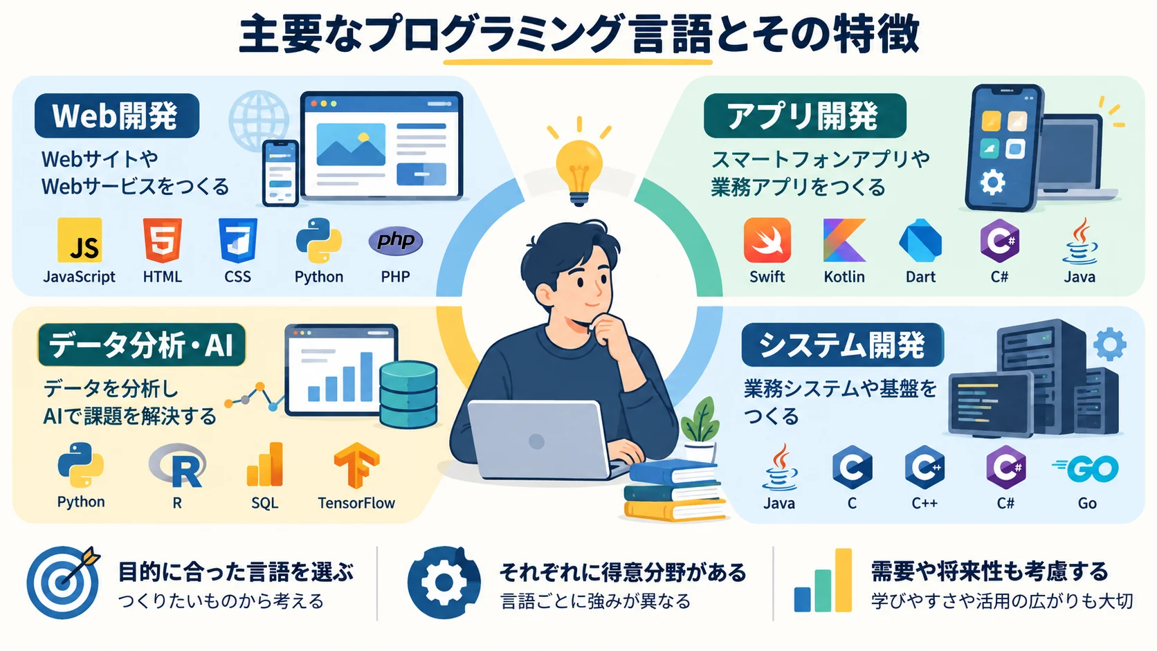主要なプログラミング言語とその特徴