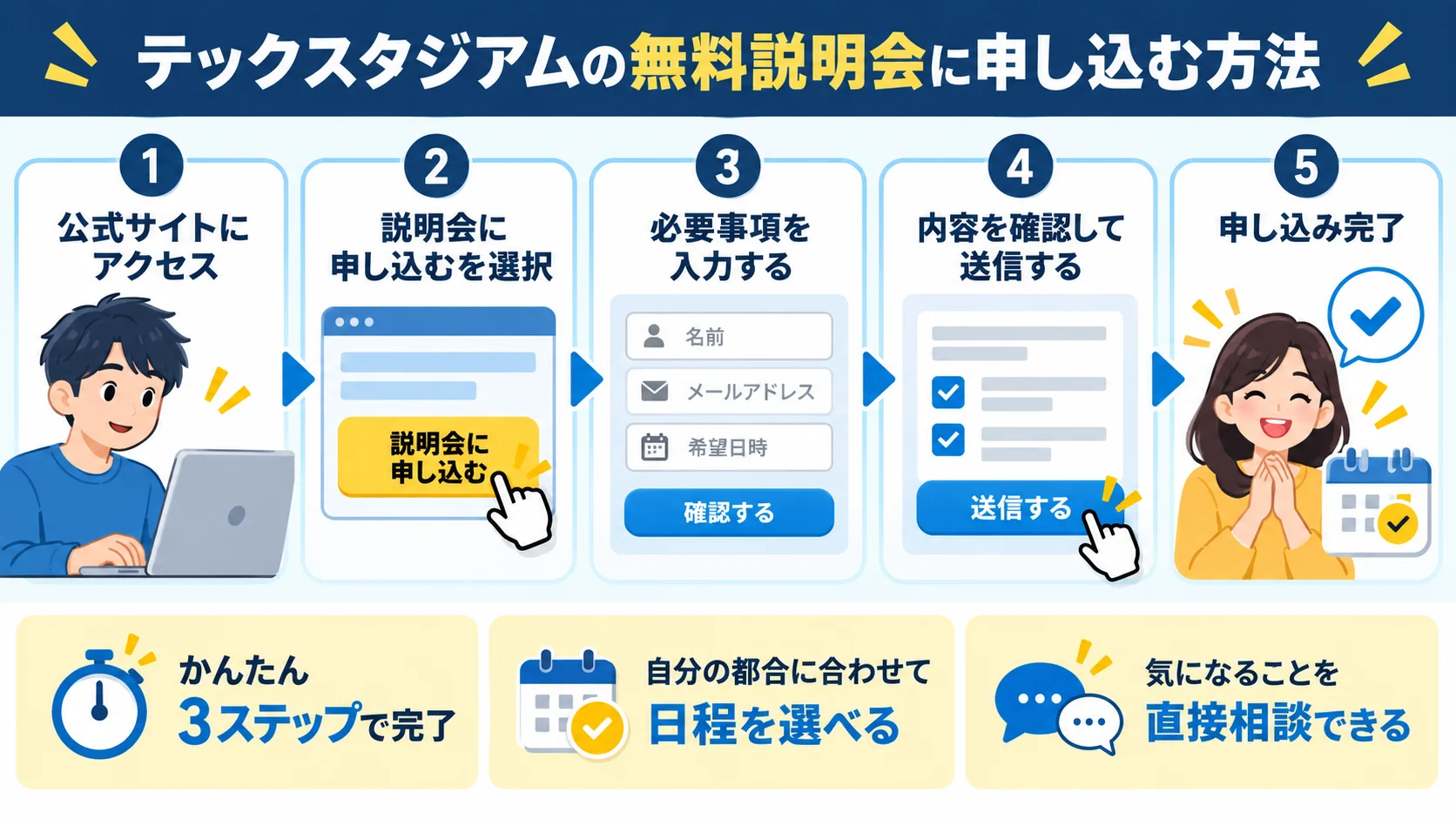 テックスタジアムの無料説明会に申し込む方法