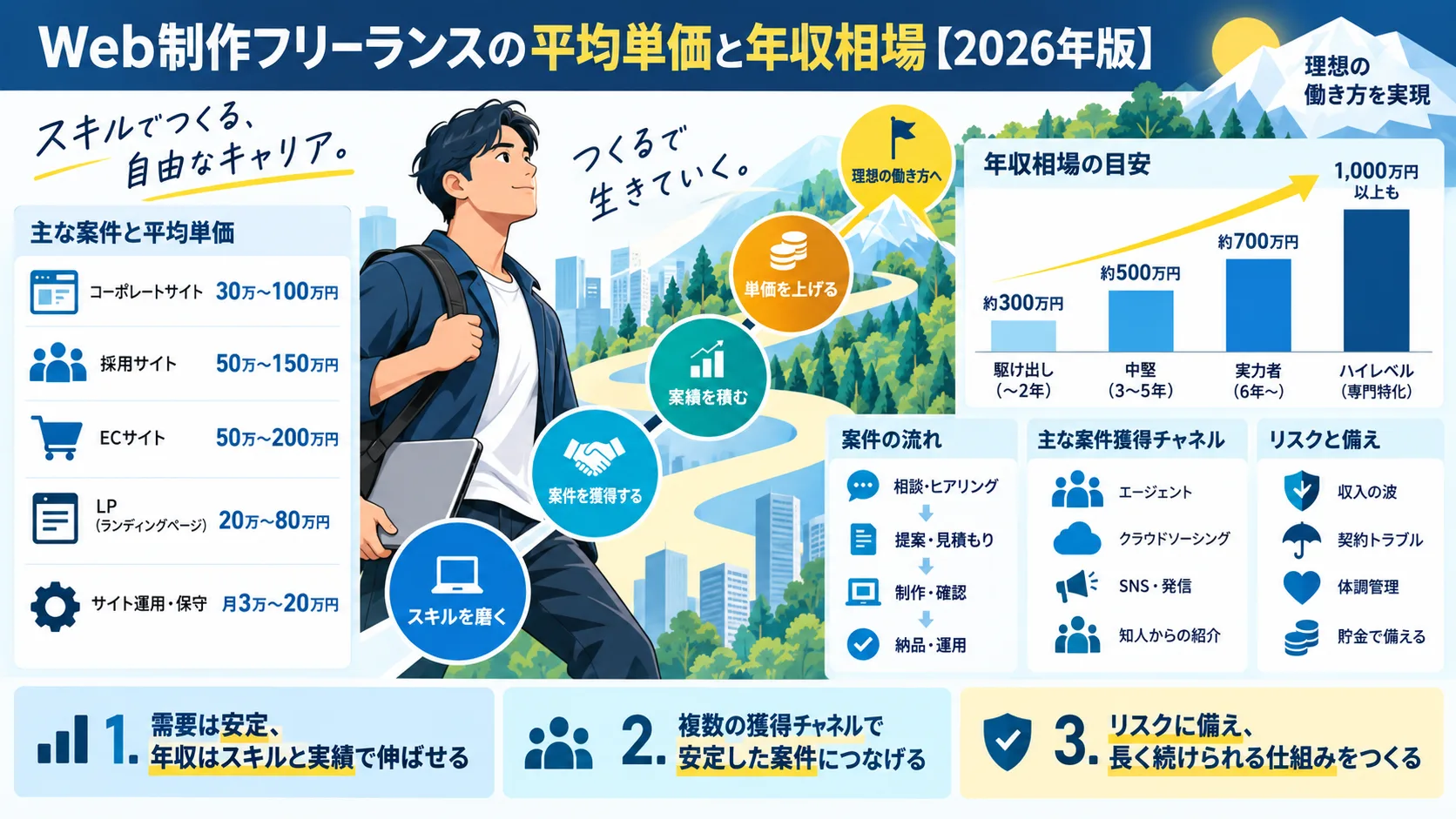 Web制作フリーランスの平均単価と年収相場【2026年版】