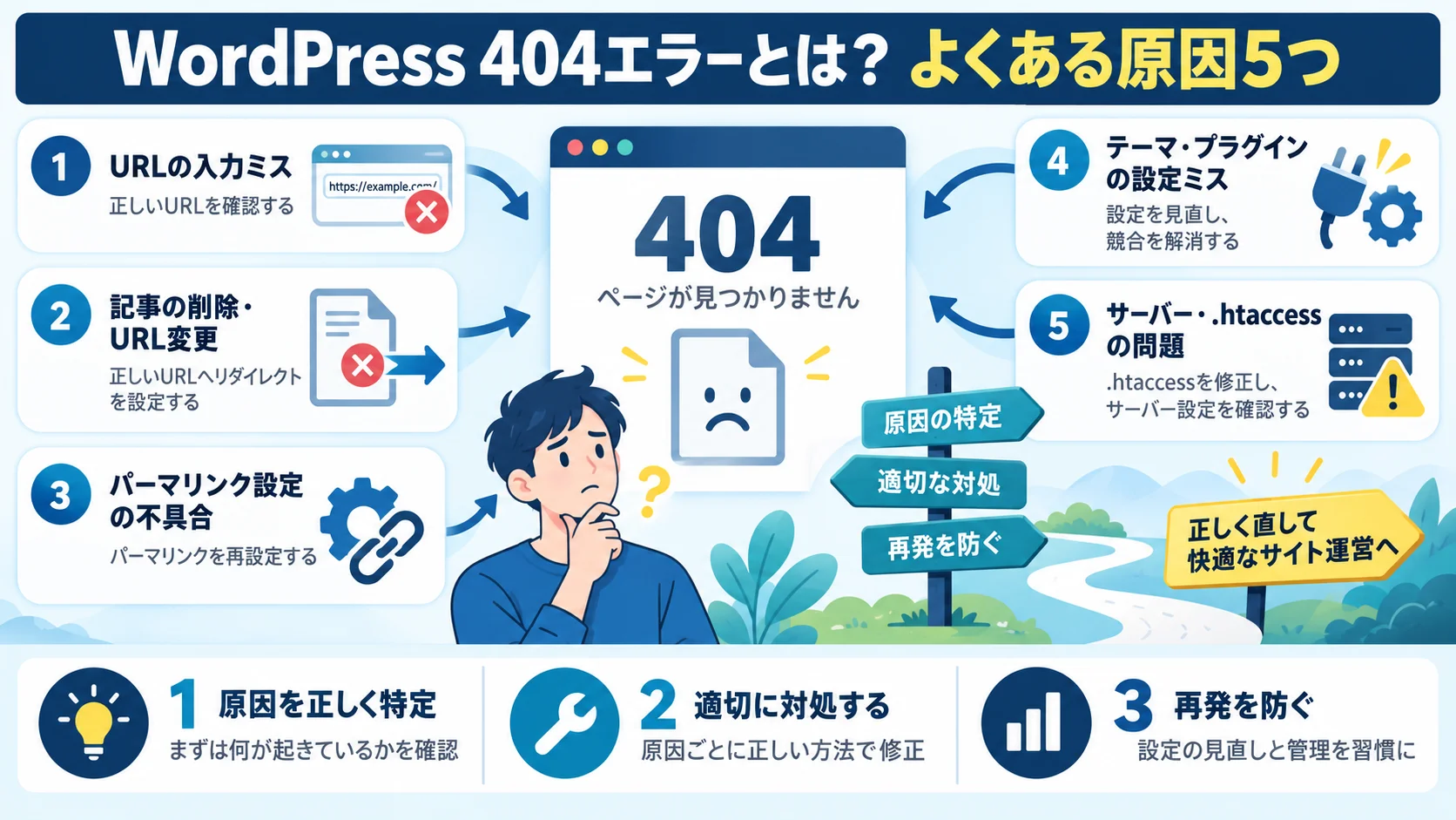 WordPress 404エラーとは？よくある原因5つ